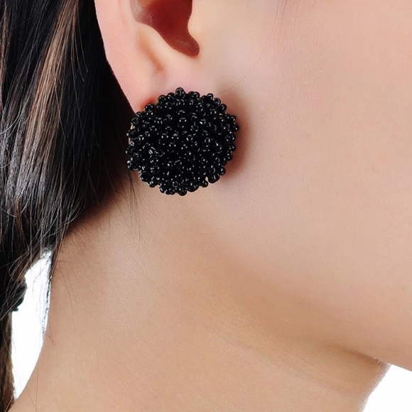 Turquoise Blue Seed Bead Earrings - Picture 3 of 4